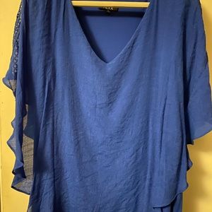 Blue top with camisole top underneath flowing top